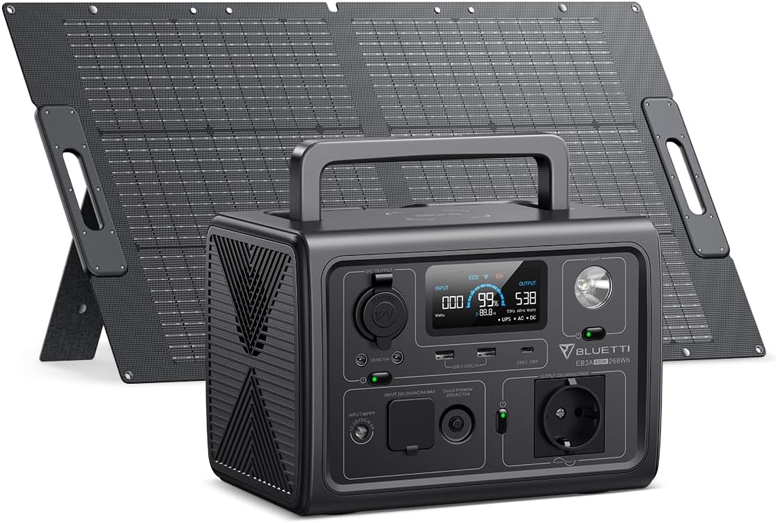La Solución Portátil para Apagones: BLUETTI EB3A con Panel Solar 100W