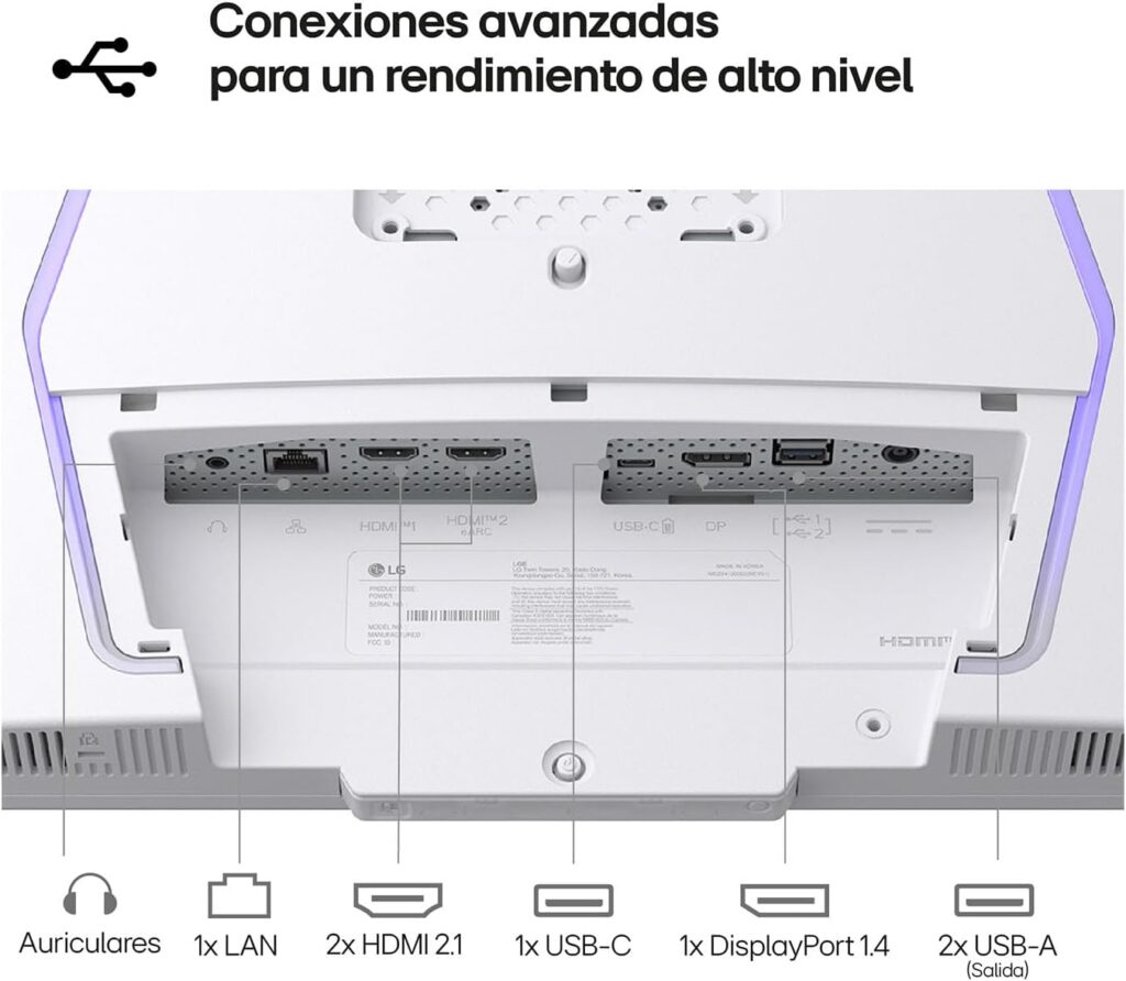 LG 32G810SA-W Monitor Ultragear conexiones